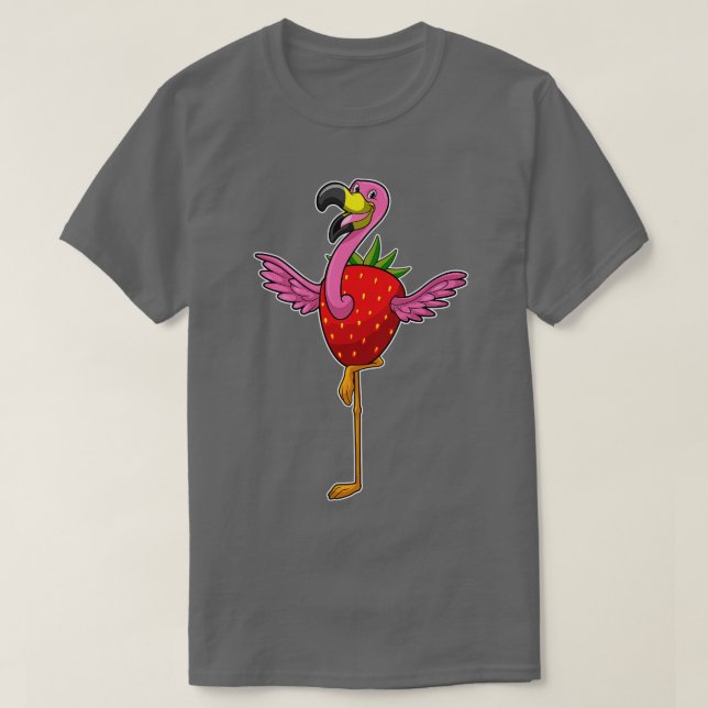 Flamingo with Strawberry T-Shirt (Design Front)