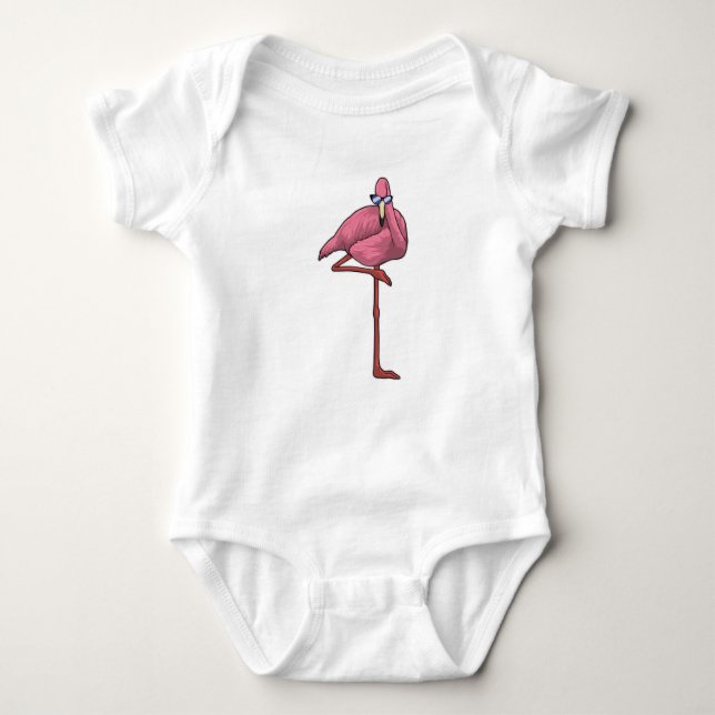 Flamingo with Sunglasses Baby Bodysuit (Front)