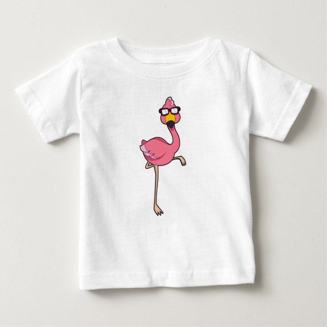 Flamingo with Sunglasses Baby T-Shirt (Front)