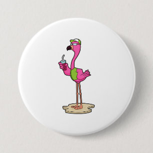 Flamingo with Sunglasses & Cap 7.5 Cm Round Badge