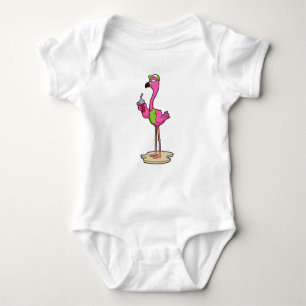 Flamingo with Sunglasses & Cap Baby Bodysuit
