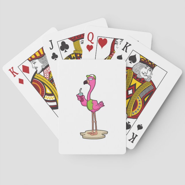 Flamingo with Sunglasses & Cap Playing Cards (Back)