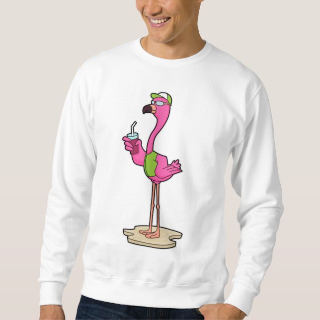 Flamingo with Sunglasses & Cap Sweatshirt (Front)