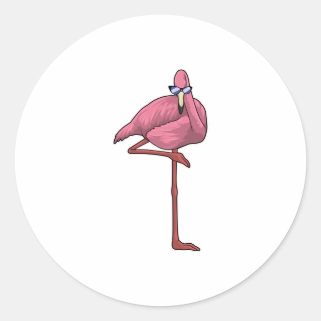 Flamingo with Sunglasses Classic Round Sticker (Front)