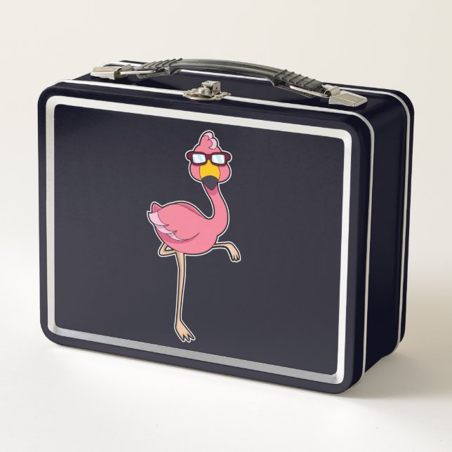 Flamingo with Sunglasses Metal Lunch Box (Front)