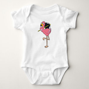 Flamingo with Umbrella Baby Bodysuit