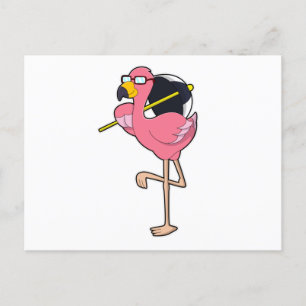 Flamingo with Umbrella Postcard
