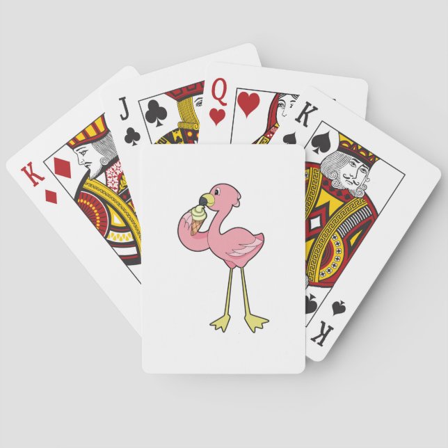 Flamingo with Waffle ice cream Playing Cards (Back)