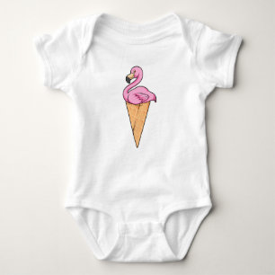 Flamingo with Waffle of Ice cream Baby Bodysuit