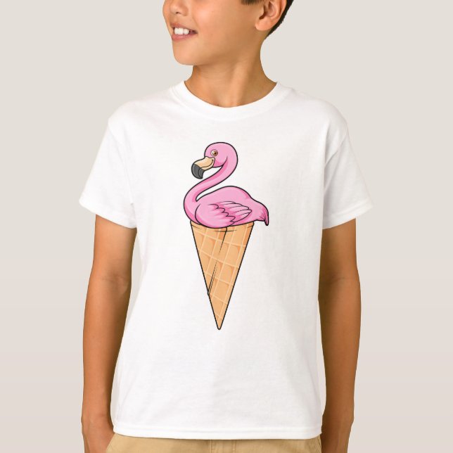 Flamingo with Waffle of Ice cream T-Shirt (Front)