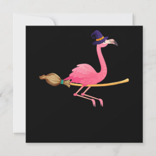 Flamingo Womens Funny Flamingo Witch Halloween Invitation