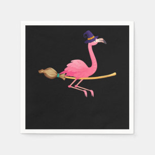 Flamingo Womens Funny Flamingo Witch Halloween Napkin