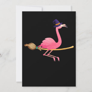 Flamingo Womens Funny Flamingo Witch Halloween Thank You Card