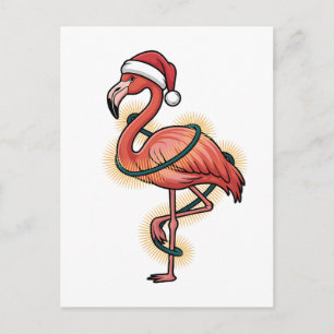 Flamingo Wrapped In Christmas Light Pink Bird Invitation Postcard