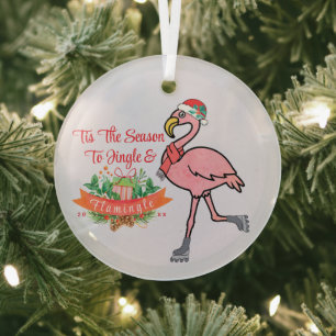 Flamingo Wreath Ornament - Tropical Christmas