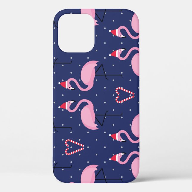 Flamingo Xmas Hat Candy Pattern Case-Mate iPhone Case (Back)