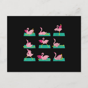 Flamingo Yoga Poses Meditation Workout Exercise Announcement Postcard