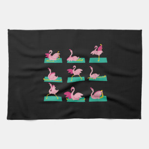 Flamingo Yoga Poses Meditation Workout Exercise Tea Towel