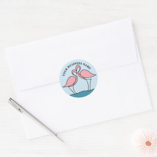 Flamingo Your Business Logo Artwork Photo & Name Classic Round Sticker