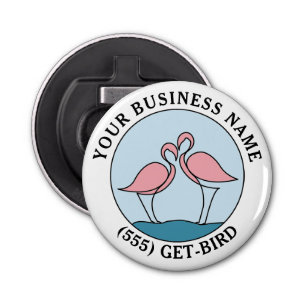 Flamingo Your Business Round Logo Art Photo Quote Bottle Opener
