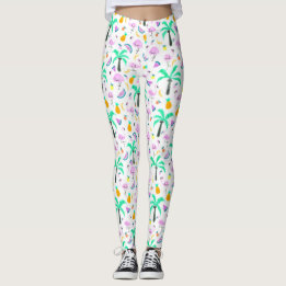 Flamingoes in Tropical Jungle Pattern  Leggings