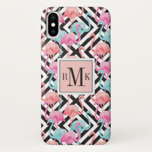 Flamingoes on Bold Design Pattern iPhone X Case