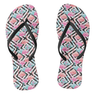 Flamingoes on Bold Design Pattern Jandals