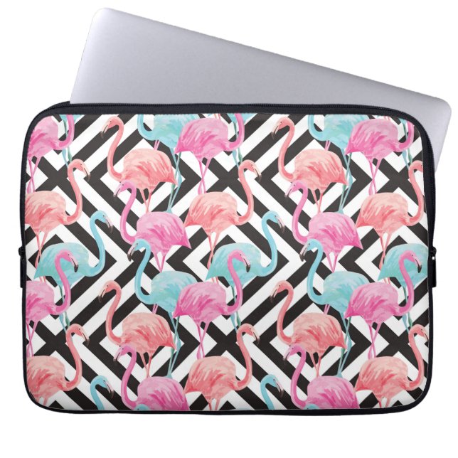 Flamingoes on Bold Design Pattern Laptop Sleeve (Front)