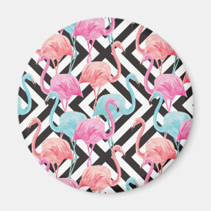 Flamingoes on Bold Design Pattern Magnet