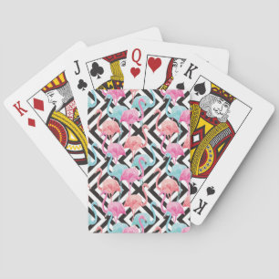Flamingoes on Bold Design Pattern Playing Cards