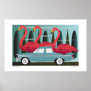 Flamingoes to Town-Print Poster