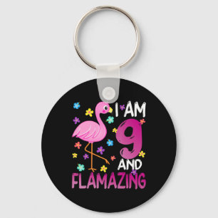 Flamingoo   I Am 9 Flamazing Amazing 9th Birthday Key Ring