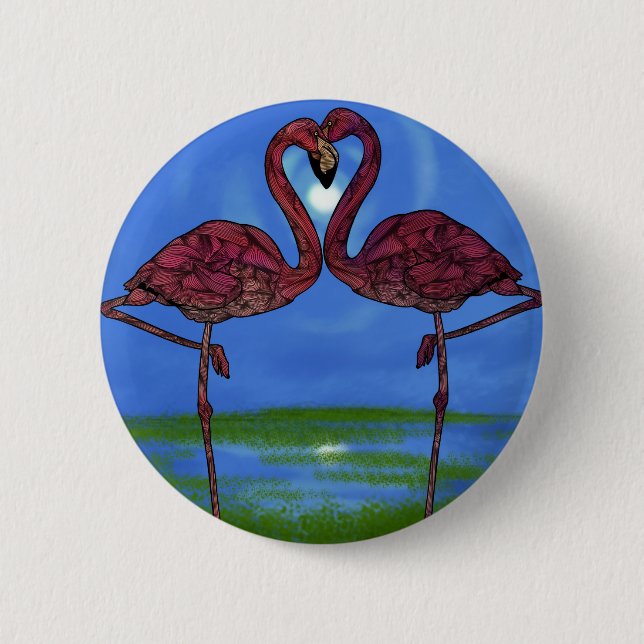 Flamingos 6 Cm Round Badge (Front)