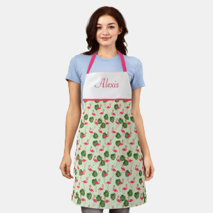 Flamingos And Palm Leaves Pattern Apron