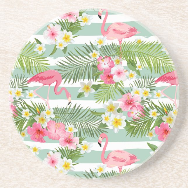 Flamingos And Stripes Coaster (Front)