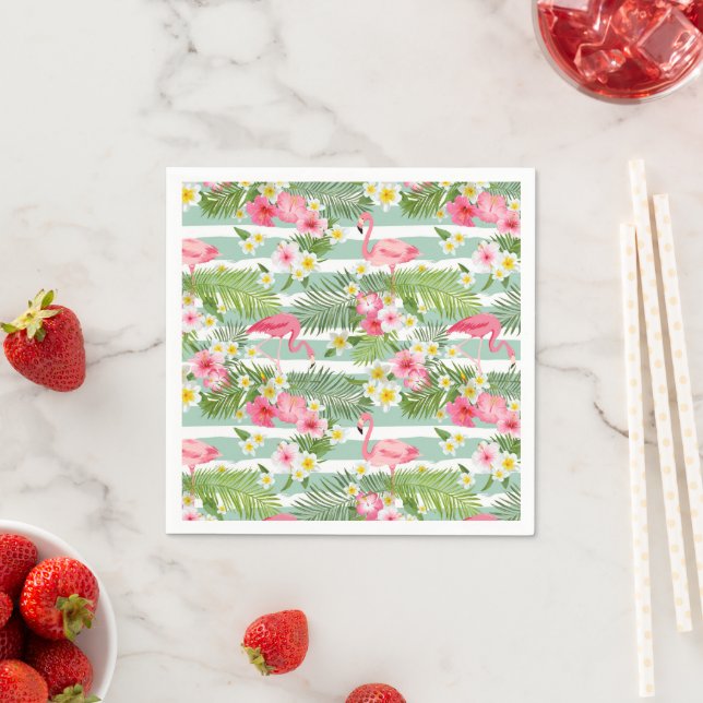 Flamingos And Stripes Napkin (Insitu)