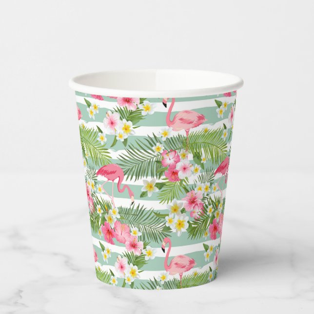 Flamingos And Stripes Paper Cups (Left)