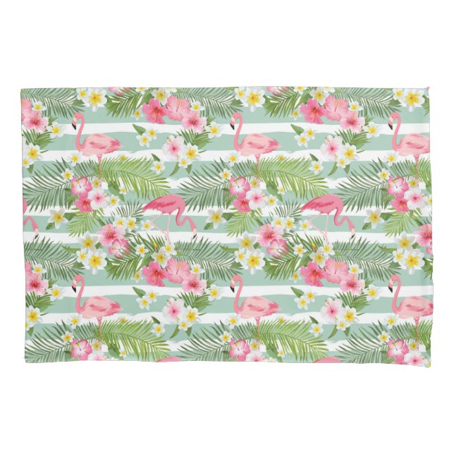 Flamingos And Stripes Pillowcase (Front-Left)