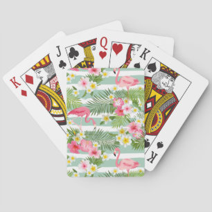 Flamingos And Stripes Playing Cards
