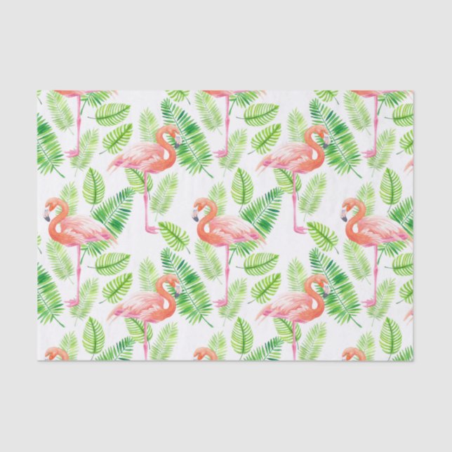 Flamingos and tropical leaves tissue paper (Front)