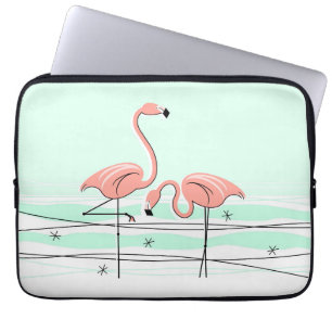 Flamingos Aqua Pair Name laptop sleeve
