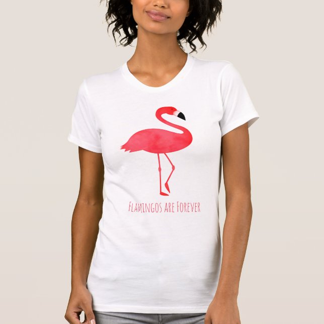 Flamingos are Forever Pink Bird Words T-Shirt (Front)