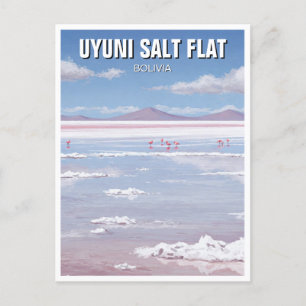 Flamingos at Uyuni Salt Flat Salar De Uyuni Postcard