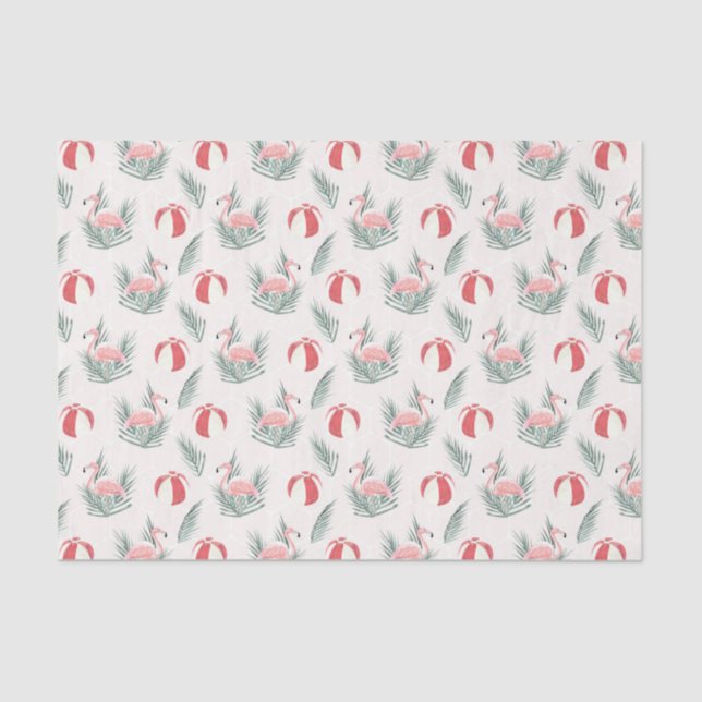Flamingos & Beach Balls (Design 65 Pink Series) Tissue Paper (Front)