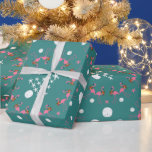 Flamingos Beach Christmas Tree Blue Gift Wrap<br><div class="desc">Coastal Christmas wrapping paper on a roll.  Quality,  heavy duty gift wrap has a unique design with flamingos,  sand dollars and starfish printed on a blue-grey background.  Christmas tree images are made of white starfish with a sand dollar base.  Circular pattern in pink and white beach-themed design.</div>