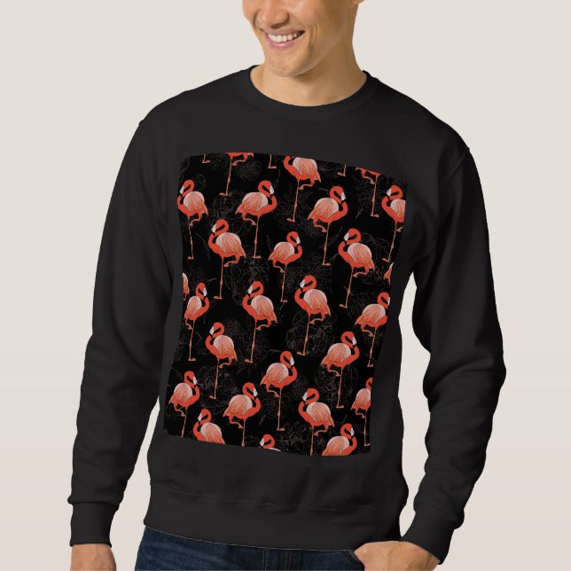 Flamingos Birds: Vintage Textile Design Sweatshirt (Front)
