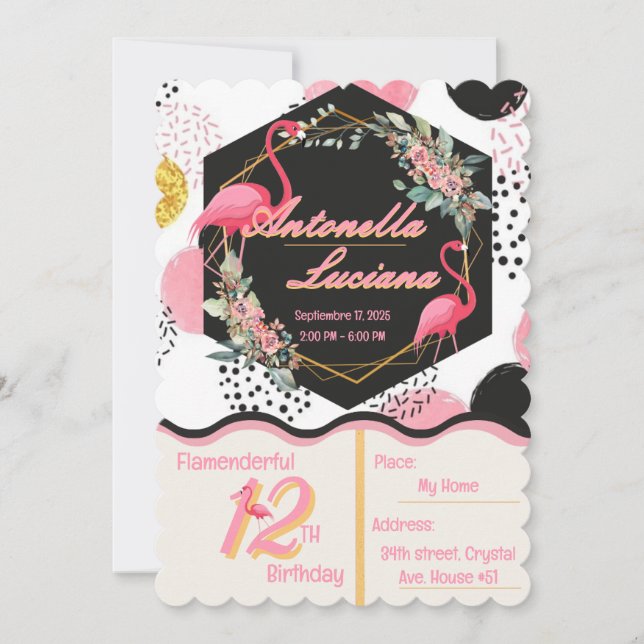 Flamingo's Birthday Invitation (Front)