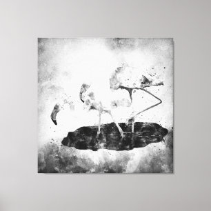Flamingos Black and White Watercolor Canvas Print