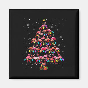 Flamingos Christmas Tree X-mas Lights Santa Elf Fl Magnet