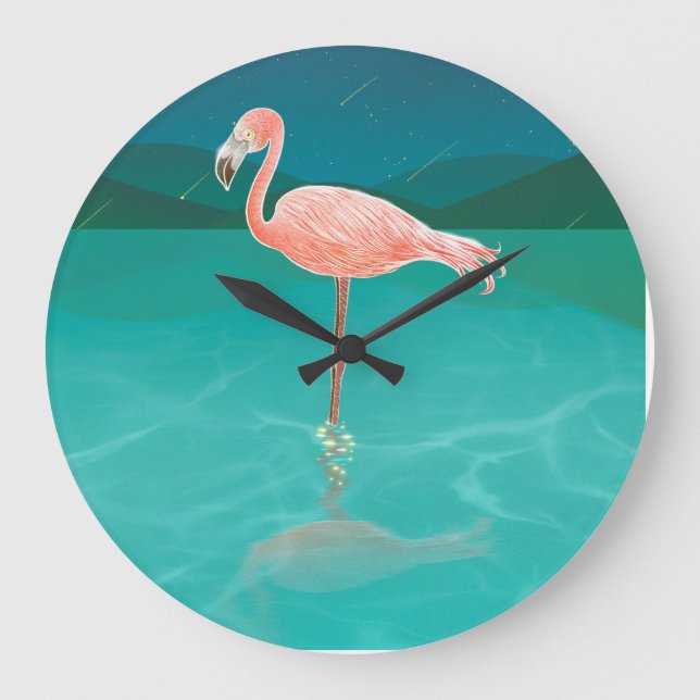 FLAMINGOS FAMINGO ART WALL CLOCK (Front)